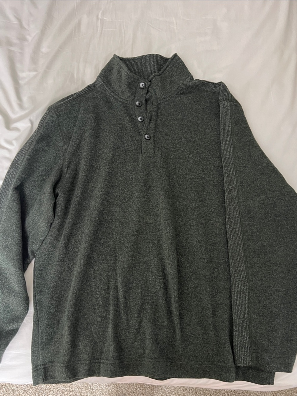 Van Heusen Dark Green Turtleneck Quarter-Snap Sweater
